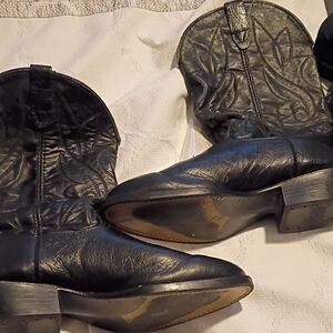 Black Leather Foot Cowboy Boots Size 11ee.